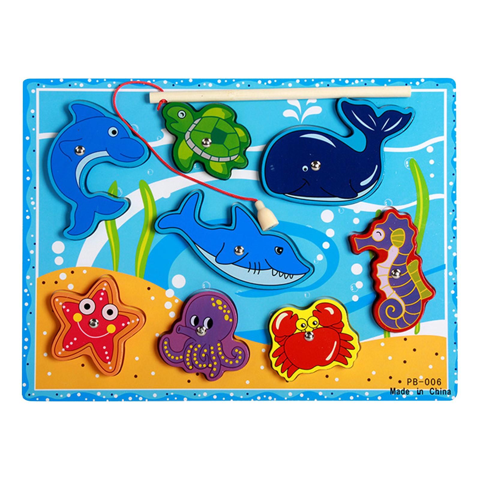 Магнитная деревянная рыбалка и пазлы